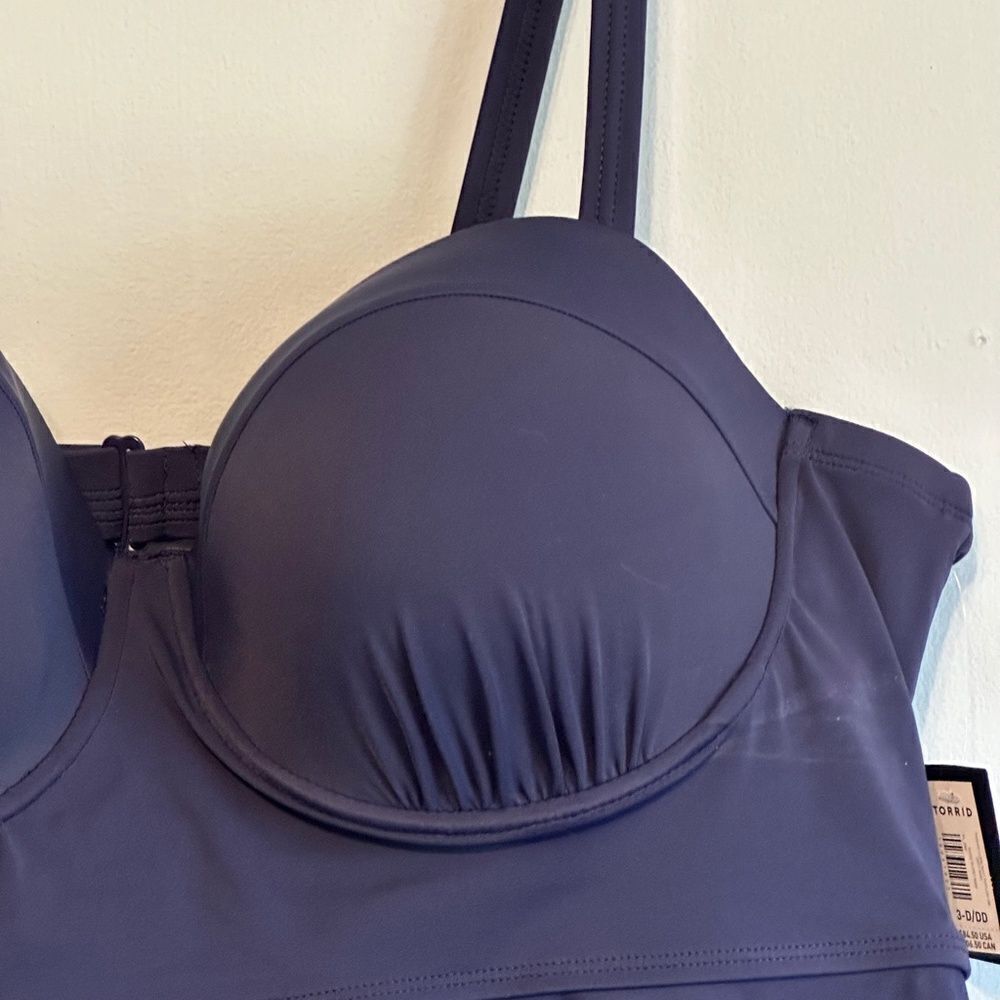 Torrid Peplum Underwire Swim Top - Blue 3X D/DD - Picture 7 of 11